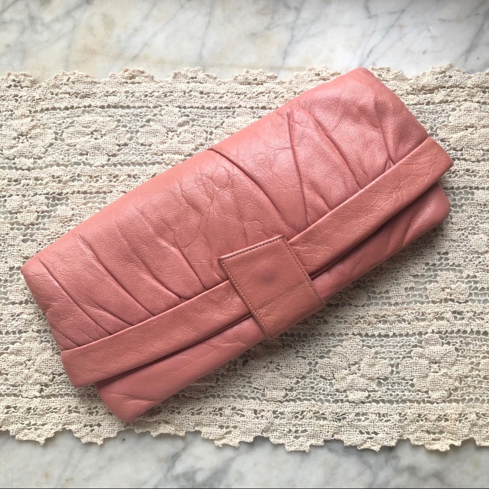 Vintage WILSONS Leather Pink Leather Clutch